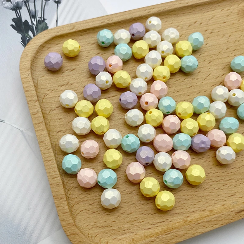 

500g 8/10/14mm Acrylic Ice Cream Colored Symphony Corner Beads with Straight Hole Cut Surface Beads for DIY Bag Making Trend