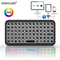 Mini Wireless Bluetooth 5.2 Keyboard 5inch Keycups 7 Color Backlit Keyboard English Rechargeable Keyboard for PC Android TV Box