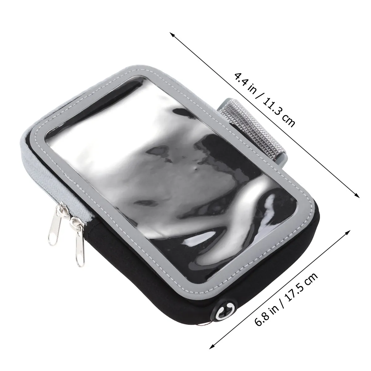 Sports Arm Bag Waterproof Dacron Lightweight Adjustable Running Armband Pouch for Phone Money Keys Earphone Black Fits 6 Inch