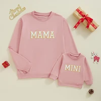 Citgeett Spring Mommy and Me Matching Outfits 0-3Y Letter Embroidery Long Sleeve Pullovers Fall Sweatshirt Tops