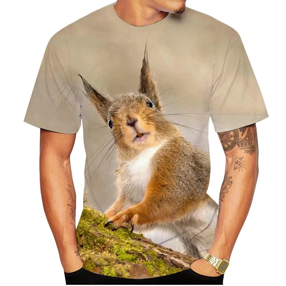 Fashion Summer Funny Squirrel 3D Print T-Shirts Streetwear Men Harajuku Casual Oversized O-Neck T Shirt Tees Tops Clothing