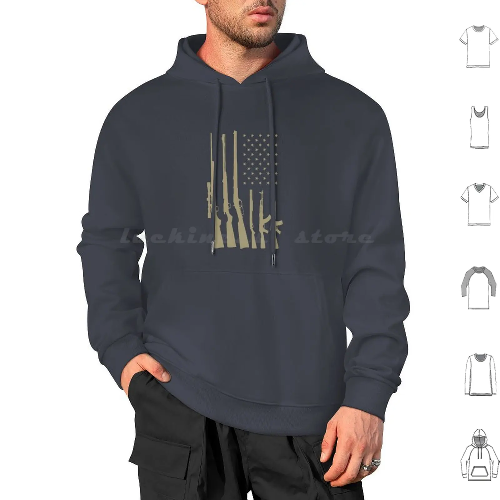 Unique American Flag And Guns-Second Ammendment Hoodie cotton Long Sleeve Second Amendment American Flag Gun Guns Gun Rights