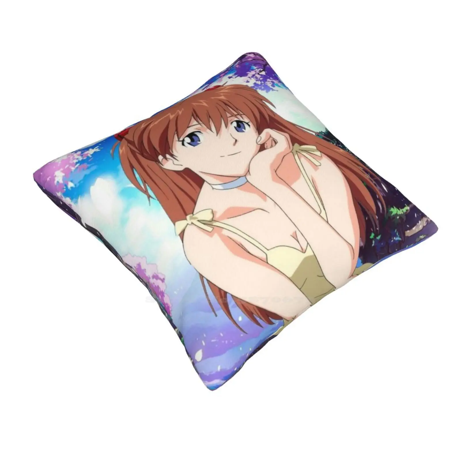 Asuka Langley Soryu-Cherry Tree-Throw Cushion Pillow Cover Asuka Anime Manga Cherry