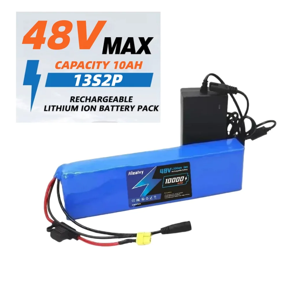 13S2P 48V 10Ah Lithium Battery 18650 Battery Electric Vehicle Electric Motorcycle DIY Battery with BMS + 54.6V 2A Charger