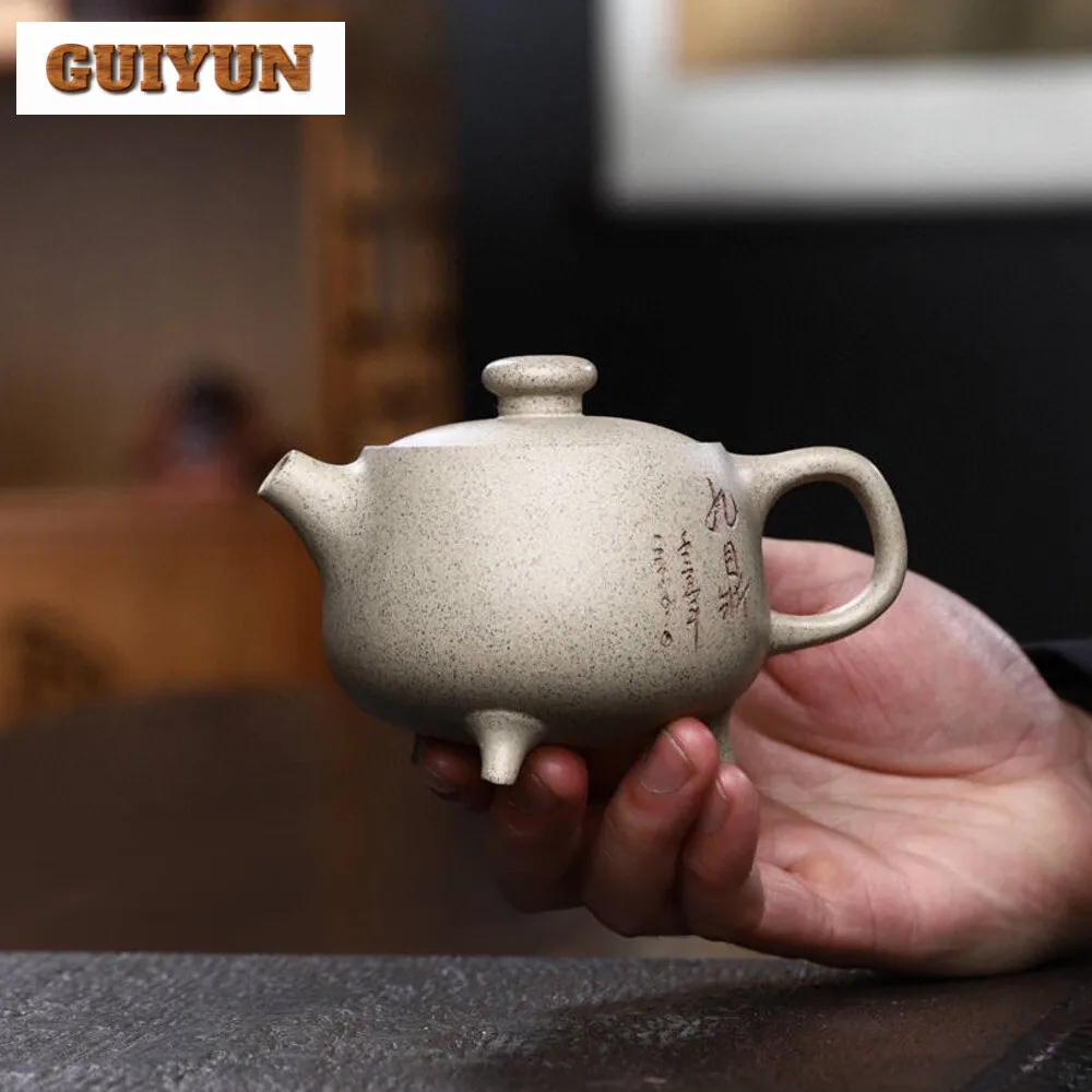 180ML Chinese Yixing Authentic Pot Handmade Purple Clay Teapot Raw Ore White Section Mud Kettle Tea Ceremony Customized Gifts