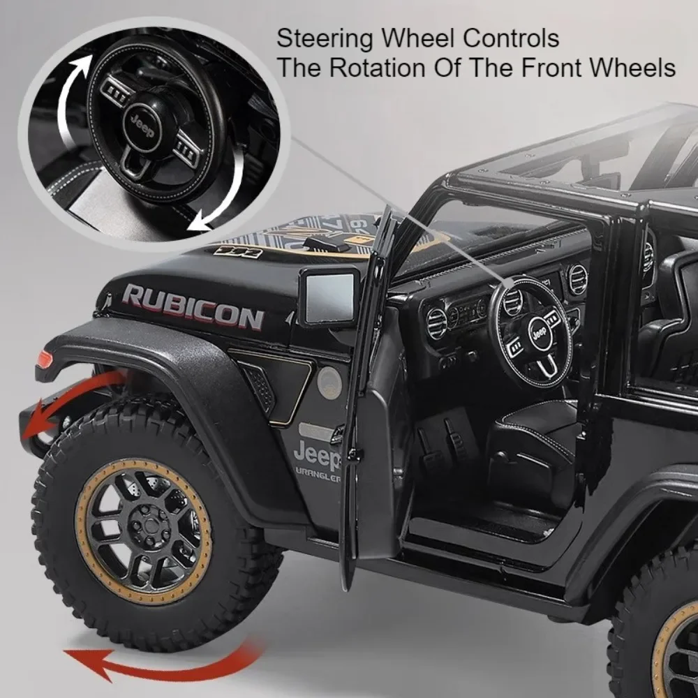 Rubikon Auto Modell Spielzeug Legierung Druckguss 4 Tür geöffnet Ton Licht Stoß dämpfung Simulation Geländewagen Ornament für Jungen Geschenke