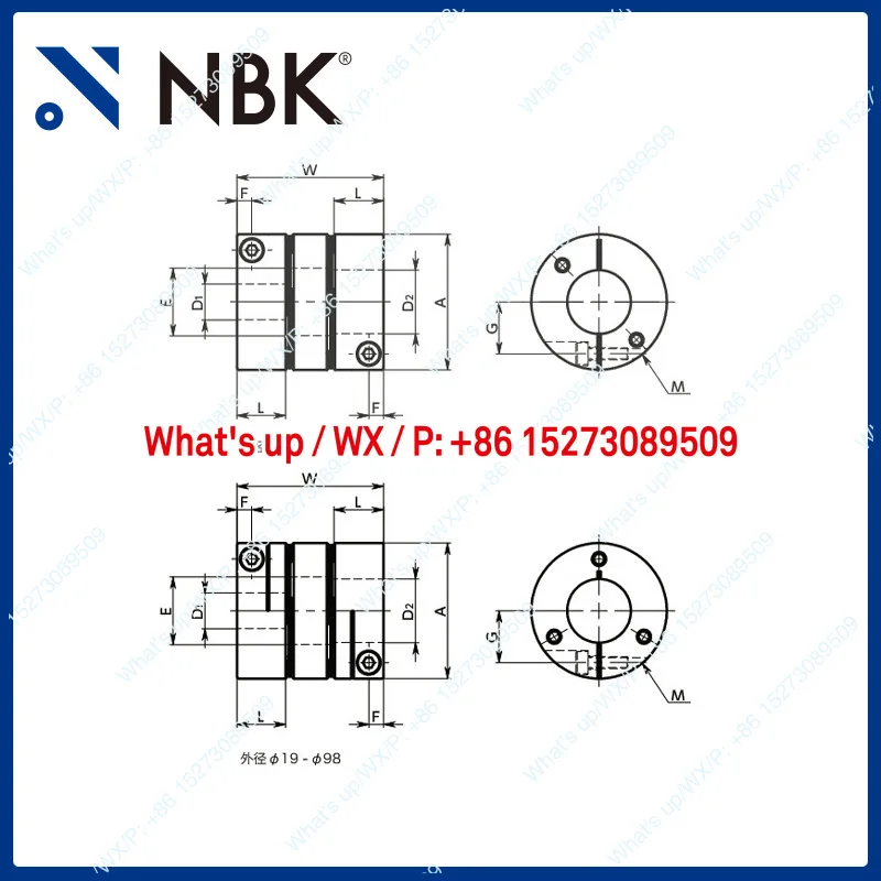 1 piece suitable for XHW-15C/19C/25C diaphragm type standard coupling, servo motor coupling, keyway can be opened