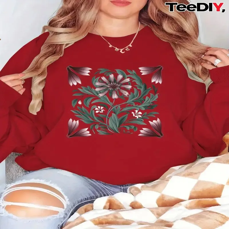 

Осенне-зимний свитшот большого размера, женская одежда больших размеров, женская бордовая одежда с цветочным узором, художественный дизайн, уличный стиль, хлопок, комфорт