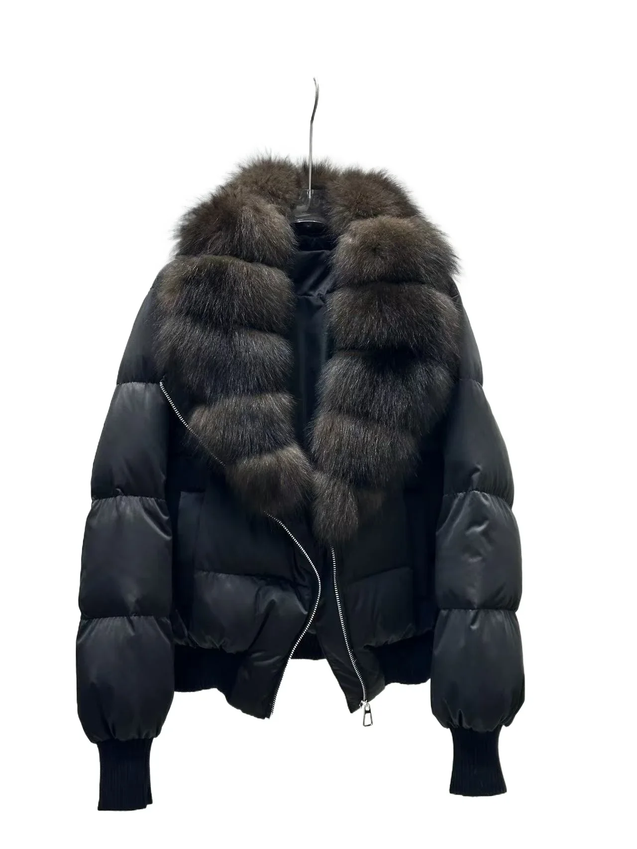 OFTBUY Winter Removable Real Fox Fur Collar Luxury Women Duck Down Jacket Glossy Short Puffer Coat Zipper Warm Fashion Outerwear