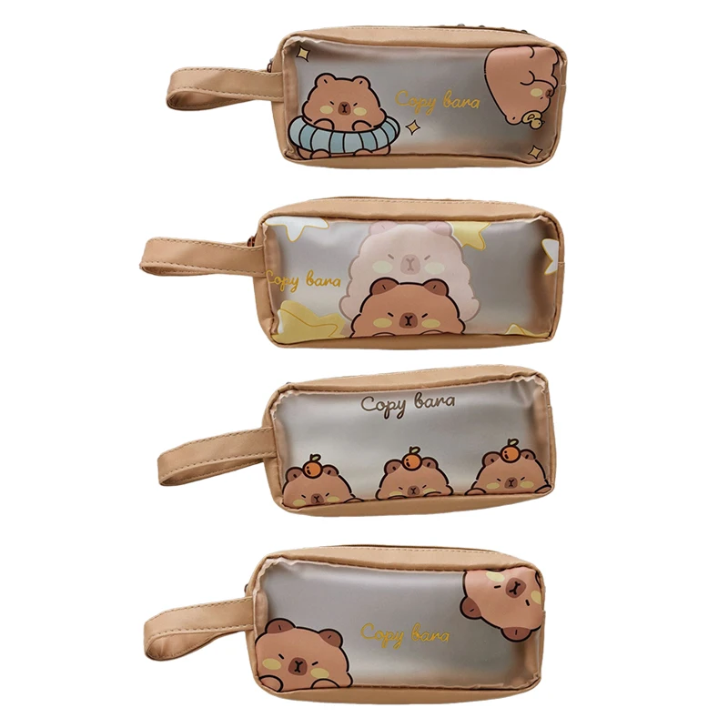 Estuche de lápices Capybara creativo de gran capacidad, bolsa de bolígrafo de dibujos animados Kawaii, bolsa de papelería de moda, suministros escolares