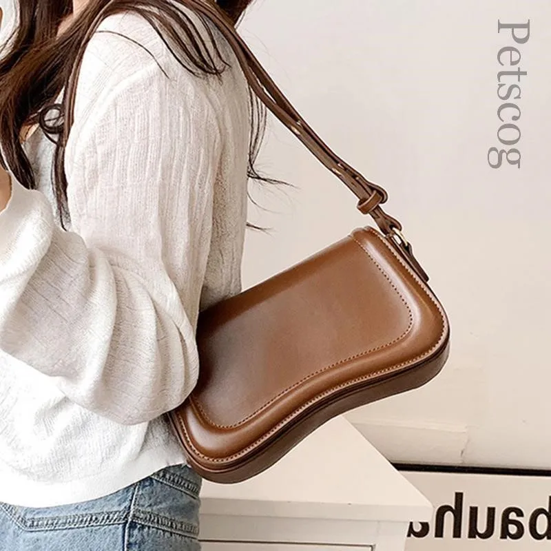 Petscog Luxury Designer Shoulder Crossbody Bags For Women 2024 Pu Leather Trend Female Underarm Bag Fashion Purse Flap Handbags