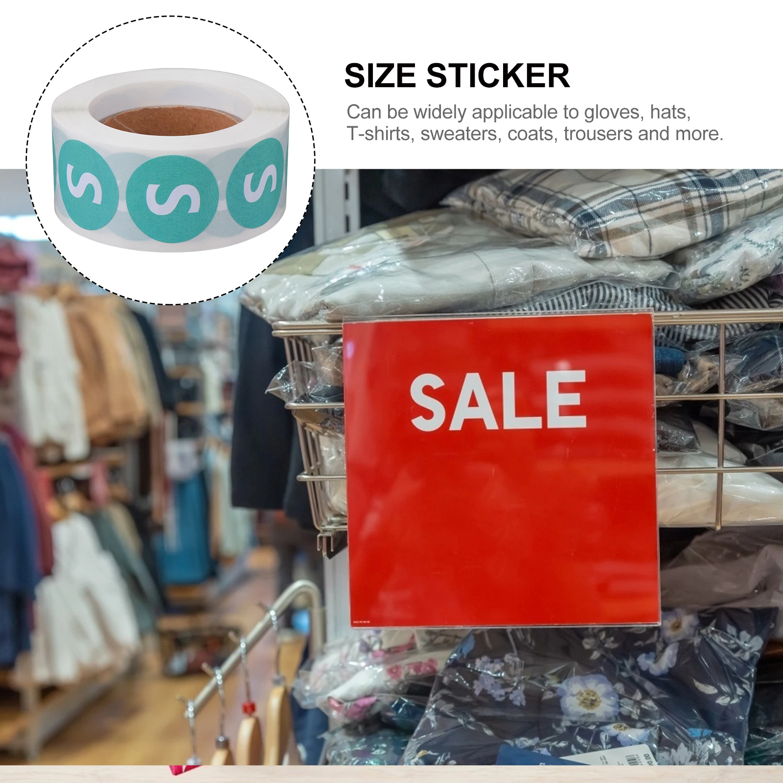 

2 Roll Size Sticker Practical Adhesive Retail Labels Clothing Stickers Shirt Paper Toddler Multi-functional