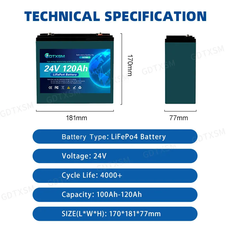 Nueva batería LiFePO4 32700 24V 200AH con fosfato de litio ferroso recargable bms RV incorporado, batería fuera de la red alimentada por energía solar