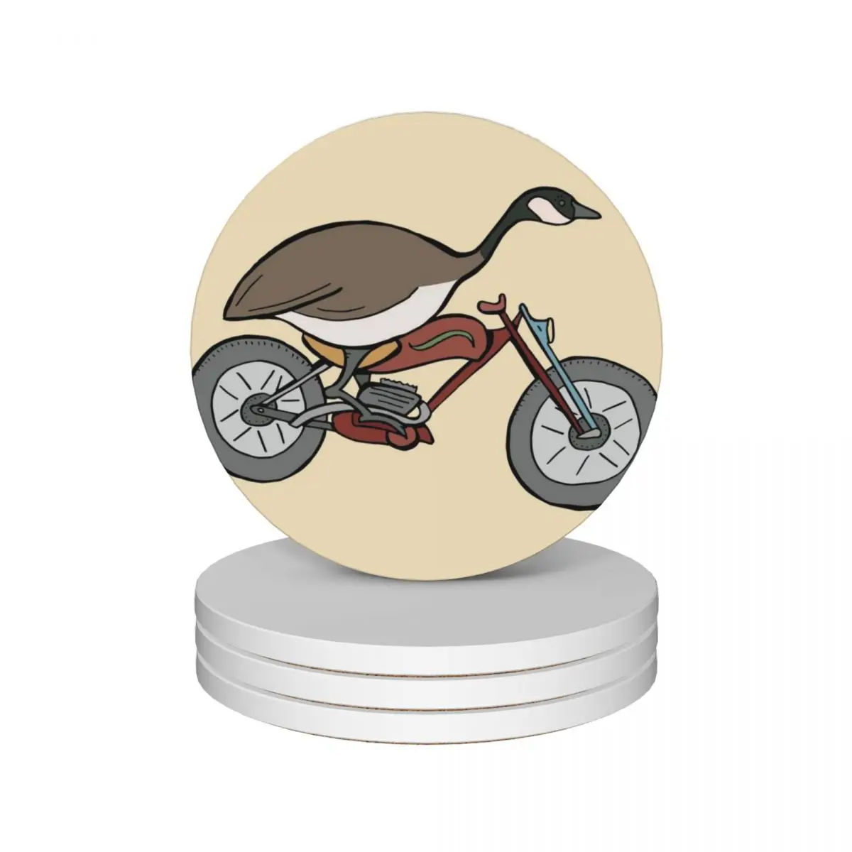 

Canadian Goose Riding a Motorcycle Why Not Ceramic Coasters (Set of 4) pot eat table set for drinks Coasters