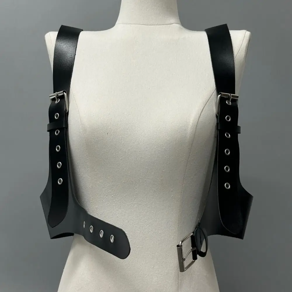 Cintura a corsetto Imbracatura in pelle a U Cintura larga superiore Cintura punk stile street Cintura pettorale Reggicalze gotico regolabile in pelle