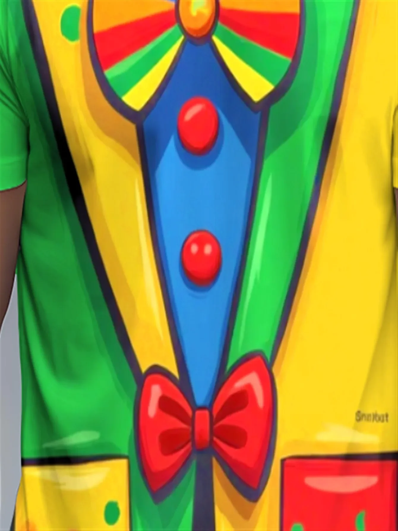 Men Funny Clown Suit Fake Vest Bow Tie 3D Graphic T Shirt Colorful Polka Dot Crew Neck Short Sleeve Party Carnival Tee Tops