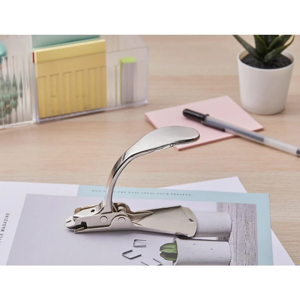 Office Heavy Duty & Carton Staple Remover, Built in Staple Shield, Wear- Resistant Nickle Plated Finish Chrome