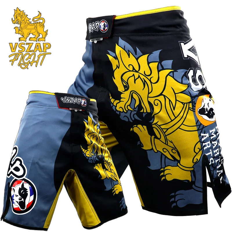 VSZAP Fight Training Shorts Mixed Martial Arts Brazilian Jiujitsu MMA Pants Mens Muay Thai Boxing Fitness Sanda Grappling Trunks