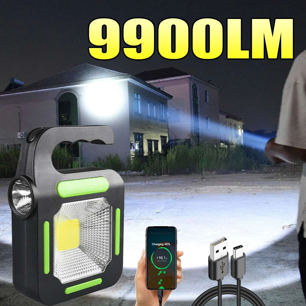 

Кемпинговый фонарь высокой мощности, портативный COB светодиодный светильник, солнечный перезаряжаемый аварийный светодиодный светильник, уличная палатка, кемпинговые фонари с ручкой