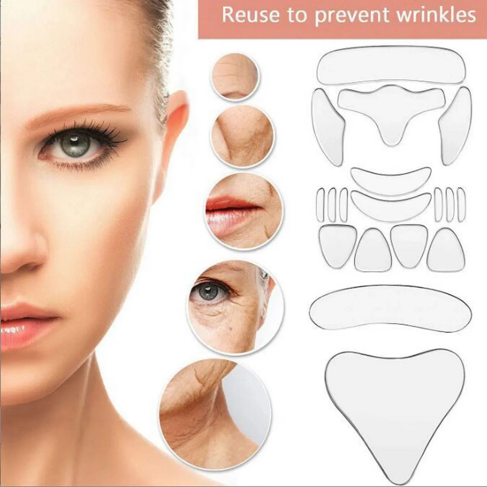 16 Pieces Wrinkle Removal Facial Patch Set Forehead Patch, Eye, Neck Patch, T-shaped Chest Patch, Wrinkle Tightening