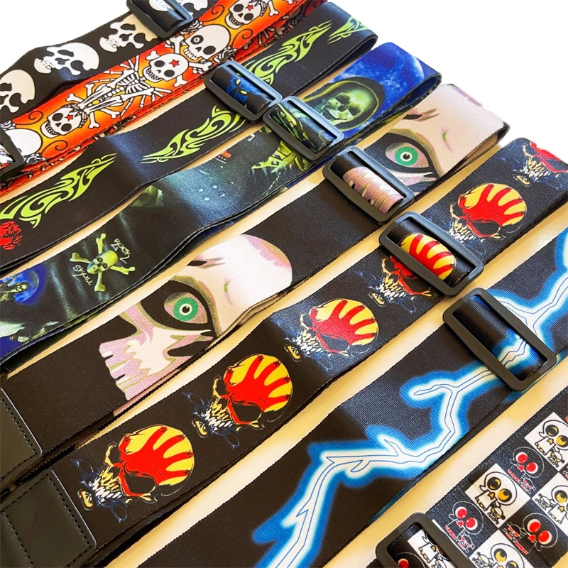 Guitar Strap Skull Flame Personality Polyester Electric Acoustic Folk Guitar Bass Strap