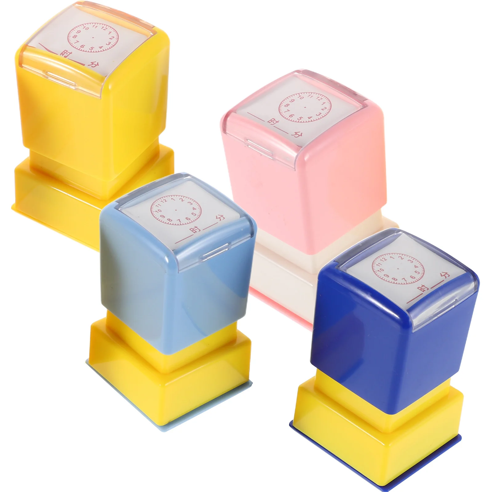 4 قطع من طوابع ساعة تعليمية للأطفال، أختام تعلم الوقت، أدوات تعليمية ممتعة للفصل الدراسي، استخدام ألوان زاهية، مادة متينة #6