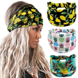 Diademas anchas con estampado de frutas para mujer, diademas bohemias anudadas, bandas elásticas para el cabello de playa, accesorios para el cabello para niñas, vendaje turbante