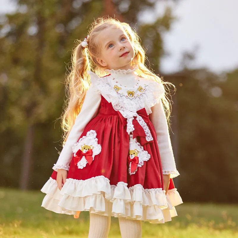 Princesa Lolita vestido de veludo para crianças, regata e fundo, vestido de princesa kawaii, traje de performance, cosplay, presente de aniversário, natal, inverno