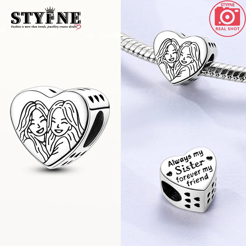 

Подвески в форме сердца сестры, оригинальные бусины из стерлингового серебра 925 пробы, подходят оригинальные подвески 925, браслет, бусины, ювелирные изделия, подарки для женщин