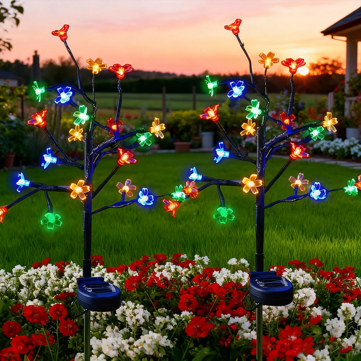 Solar Powered Tree Branch Cherry Blossom Lamp, Perfect Valentine's Day Decoration Gift for Garden Lawn, Courtyard Terrace
