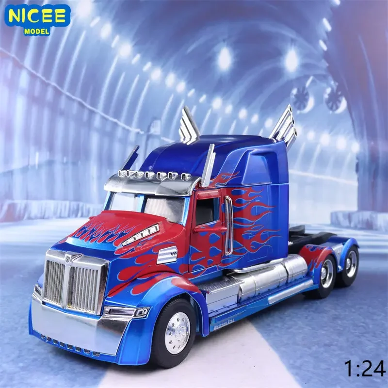 1:24 Transformers Optimus Prime Western Star 5700XE Phantom Metal Model Alloy Toy Car per bambini collezione regalo J224