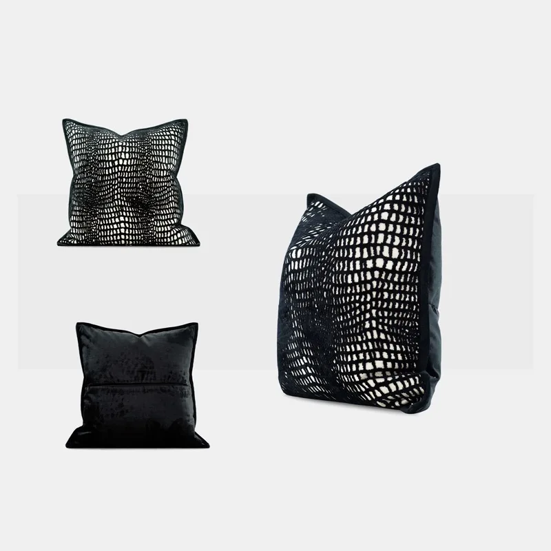 Black White Pillows 3D Snake Wave Cushion Case Modern Luxury 30x50 50x50 Decorative Pillow Cover For Sofa Chair Home Decorations