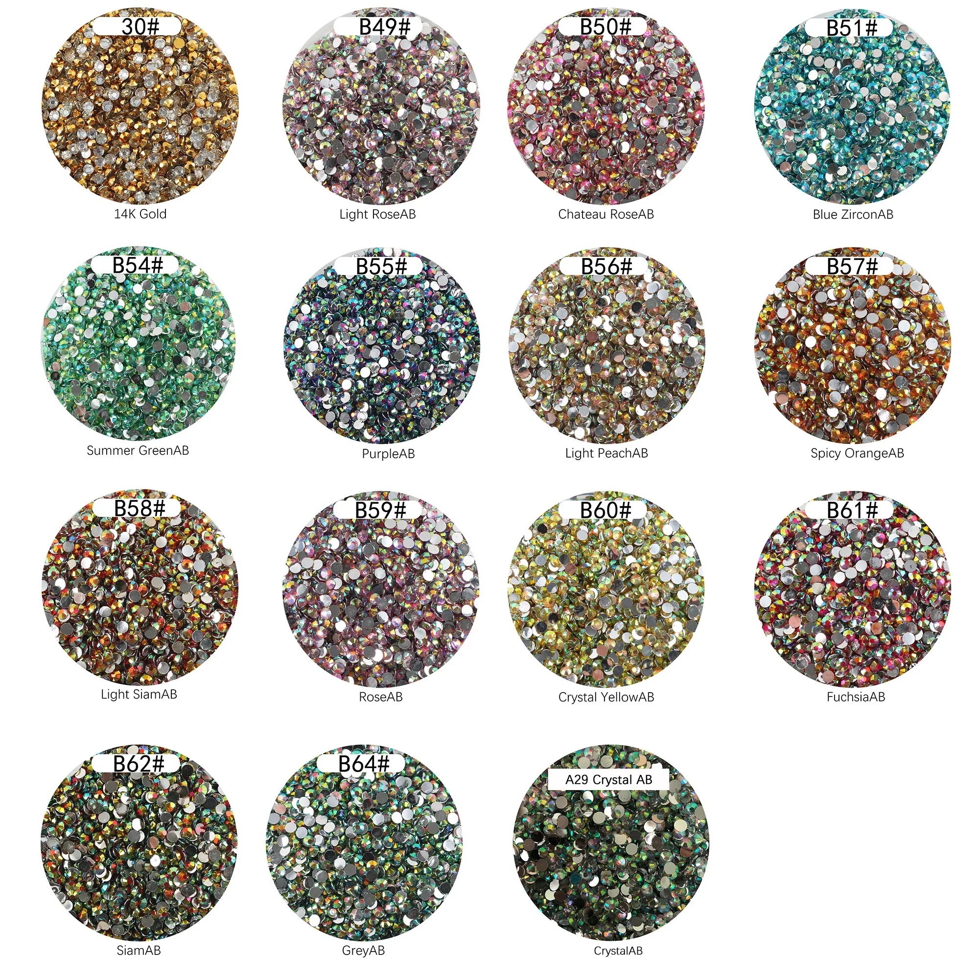 Bulkle Jelly Resin AB Stones Non HotFix Flatback Plastic Crystals Strass Glitter Stone Wholesale Big Pack for DIY Craft Mug Cup