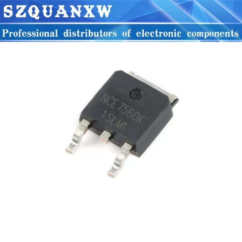Transistor do efeito do campo do FET do MOS, NCE7560K TO-252 NCE7560 NCE 7560 7560K TO252-2, 75V 60A, 10 PCes