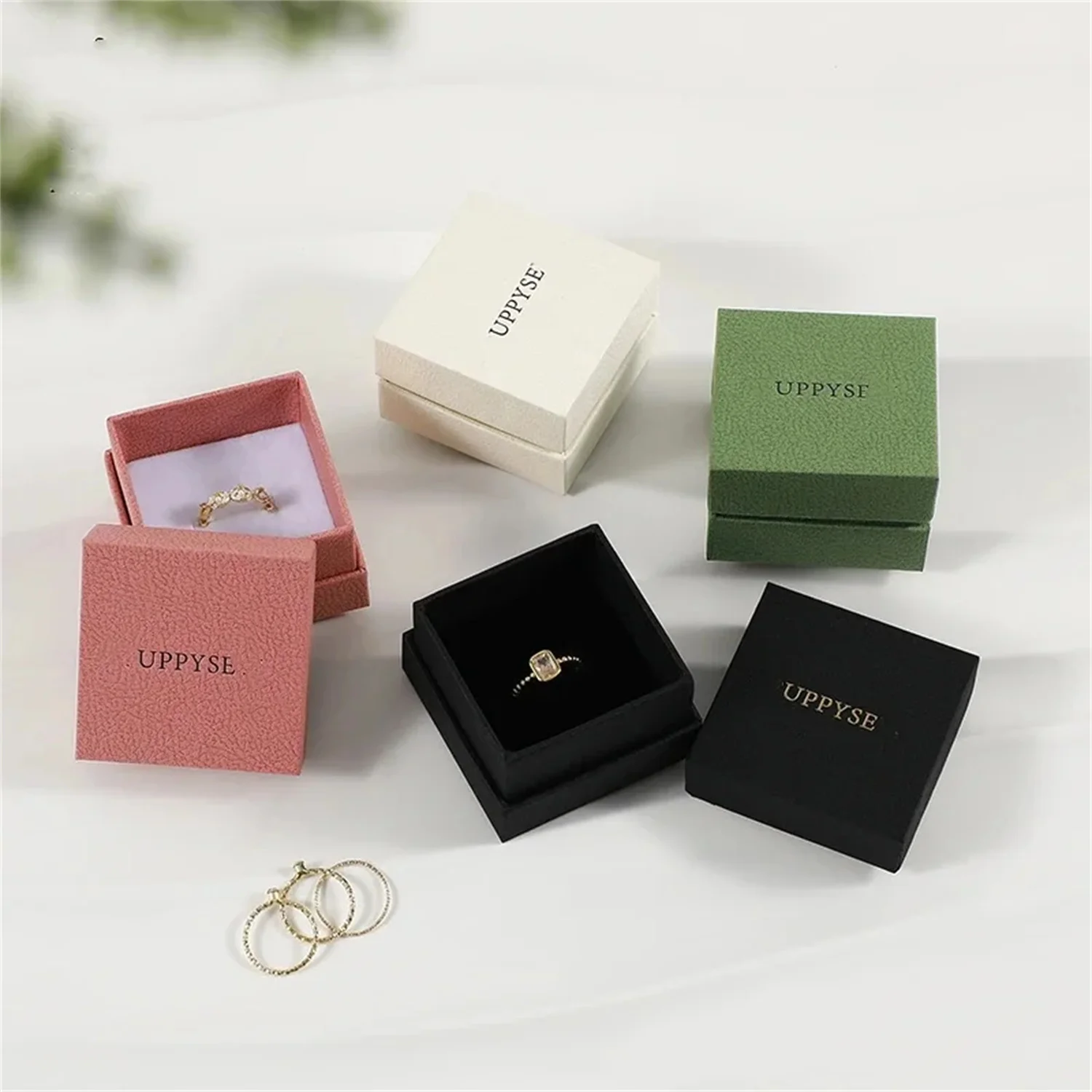 50pcs Gift Box Carton Multicolor Ring Necklace Box Bracelet Box Jewelry Box With Sponge Pad Custom Personalized Logo Chic Small