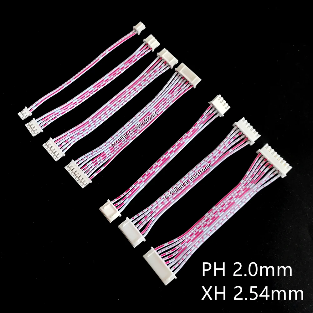 5PCS PH2.0 XH2.54 Flat Flexible Ribbon Cable Double Head Opposite Direction Wire Red White 10cm 20cm 30cm 2p 3p 4p 5p - 10P 12P