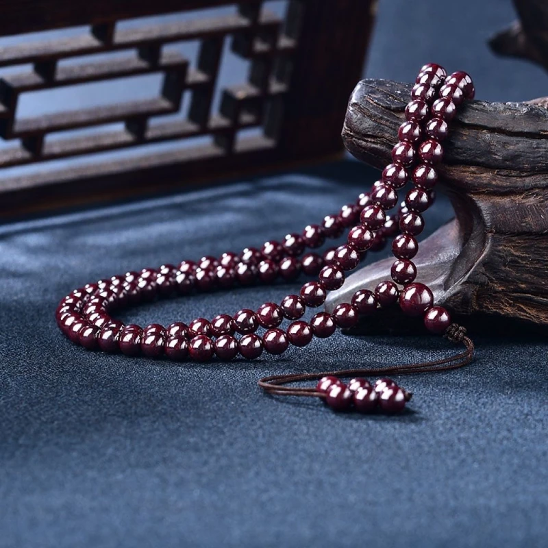 Natural Raw Ore Cinnabar Bracelet Multi-Circle 108 Pieces Collection High-Content Cinnabar Bracelet Men and Women Prayer Beads