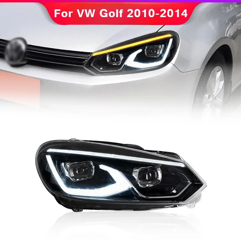 

Передняя фара для VW Golf 6 Golf6 светодиодный фара 2009-2014 фары GTI R20 MK6 DRL поворотный сигнал Дальний свет ангельские глазки