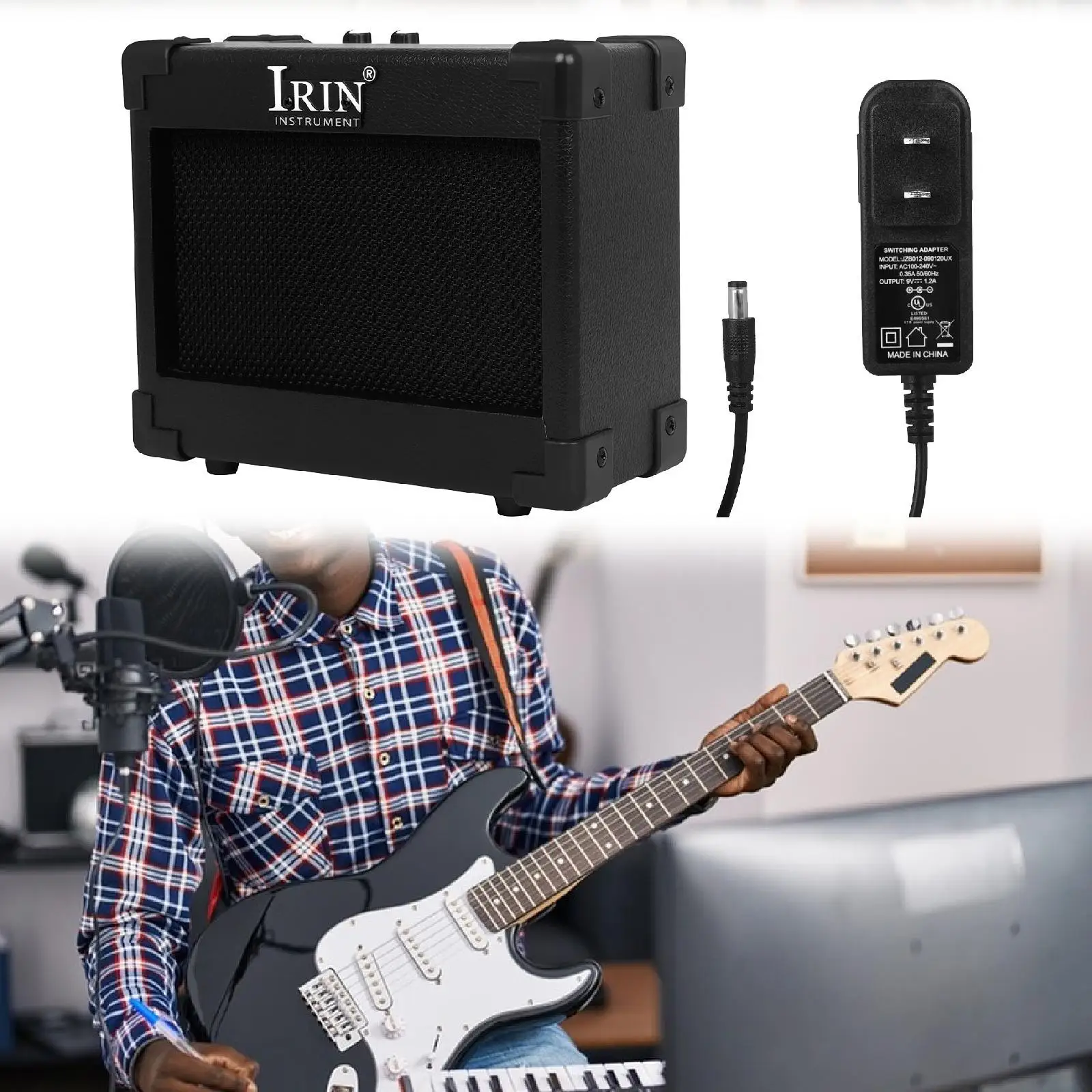 

Electric Guitar Amplifier Drive Button Knob Professional Input AUX Jack Portable Small Bass Amp Practice Amp for Live Streaming