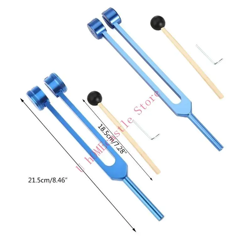 63HF Tuning Fork Set 128 Hz Medical Tuning Fork Hearing Test Aluminum Alloy Tuning Energy Fork with Hammer Tap Musical Tool
