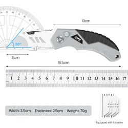 AIRAJ Multifunctional Utility Knife Retractable Sharp Cut Heavy Duty Steel Break Blade Paper Cut Electrician Utility Knife