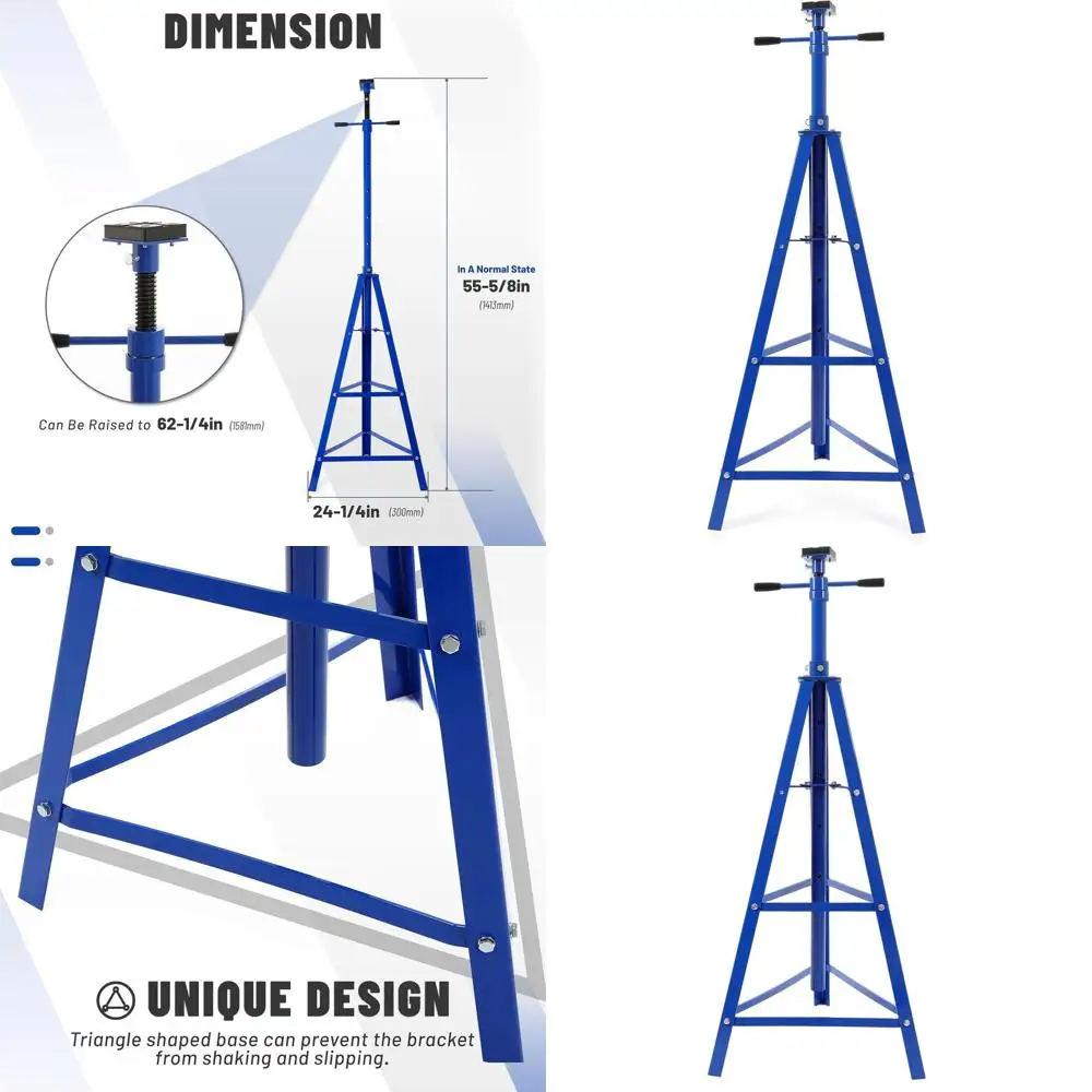 

Домкрат-подставка для гаража и ремонтной мастерской, регулируемая высота, грузоподъемность 2 тонны, 55.625-79.5, синее порошковое покрытие, сверхпрочная сталь
