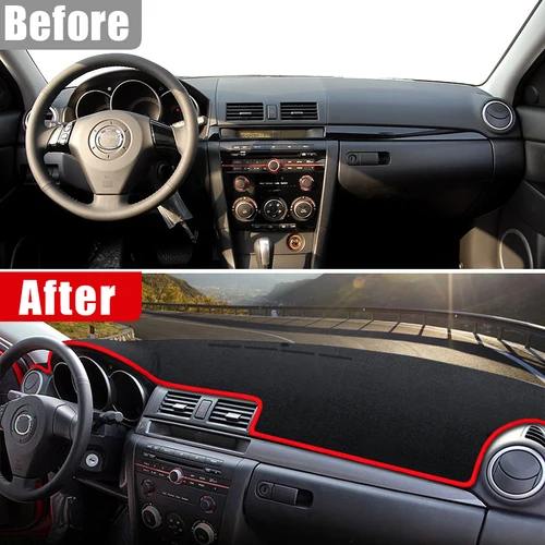 Imagen 2 del producto Para Mazda 3 M3 BK 2003 2004 2005 2006 2007 2008 2009 cubierta para salpicadero de coche funda Anti-UV alfombras antideslizantes accesorios de decoración