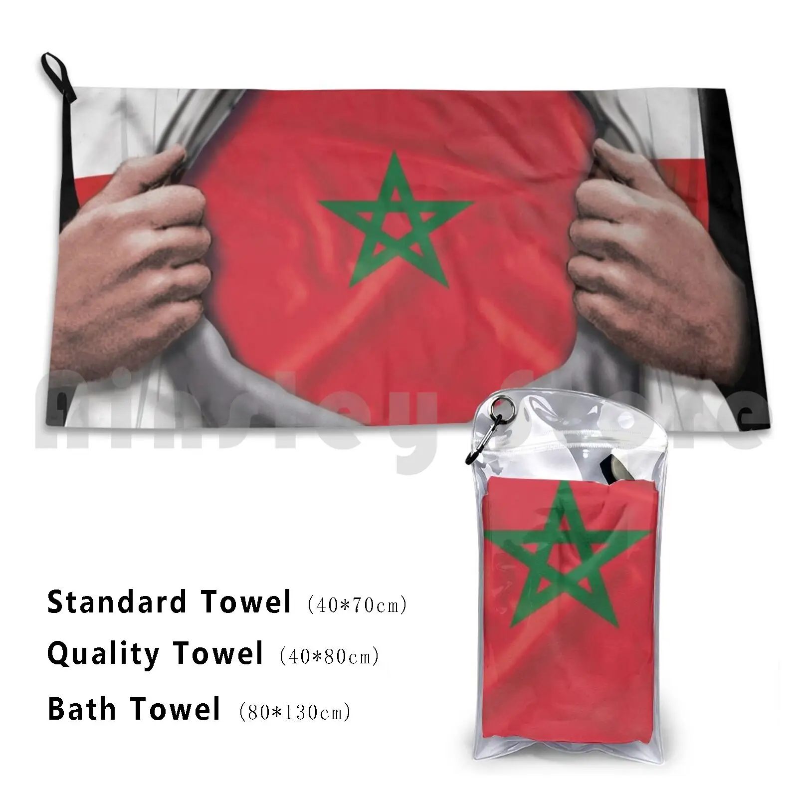 Morocco Flag English Flag Ripped Open-Gift For Moroccan From Morocco Bath Towel Beach Cushion Moroccan Pride