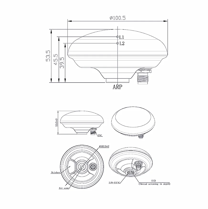 BT-208 antenna High precision driving test RTK differential GPS GNSS dish antenna  Full frequency measurement antenna