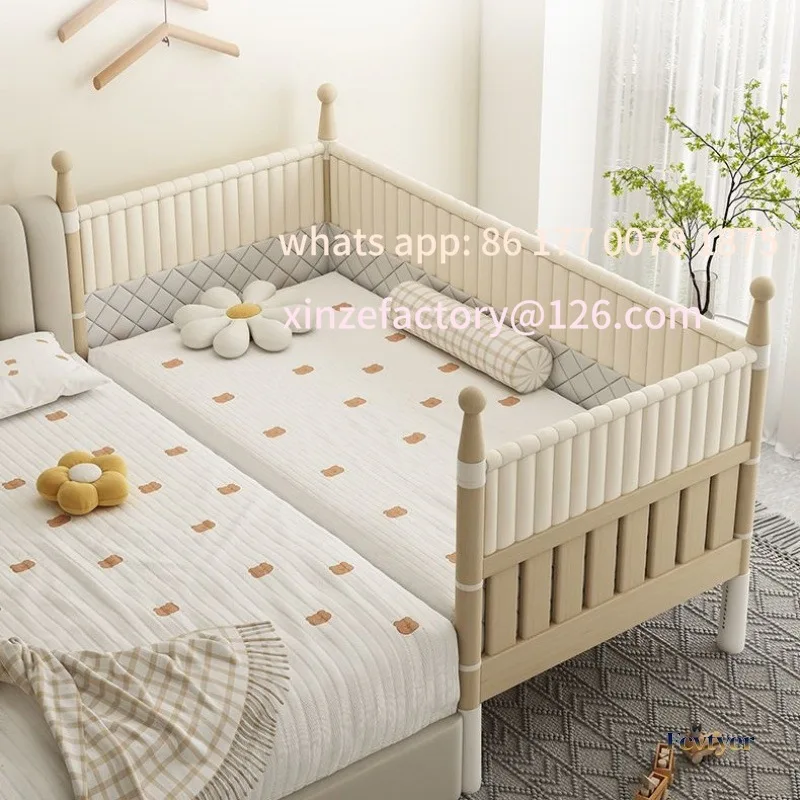 

Customizable Solid Wood Splicing Bed Children's Widened Bed Bedroom Splicing Bed with Guardrail Children's Cot Baby Guardrail