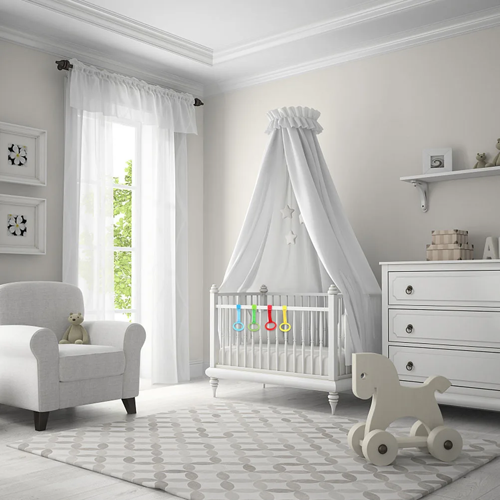 8Pcs Baby Learning Standing Pull Rings Smooth Grip Crib Hand Pull Infant Cot Bed Rings Durable Practical Support for Toddler