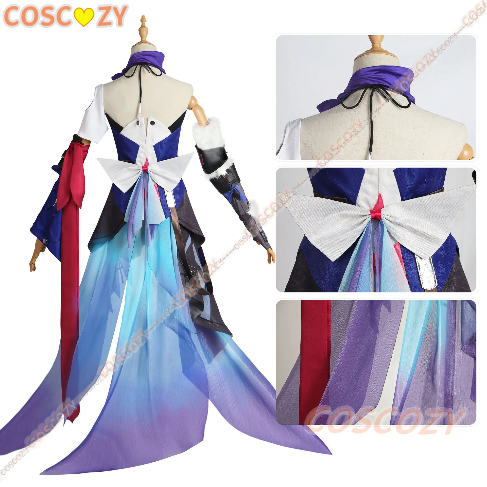 Seele Fantasia Cosplay de Trilho Estrela, Uniforme Roxo, Roupa Jogo, Roupa Honkai