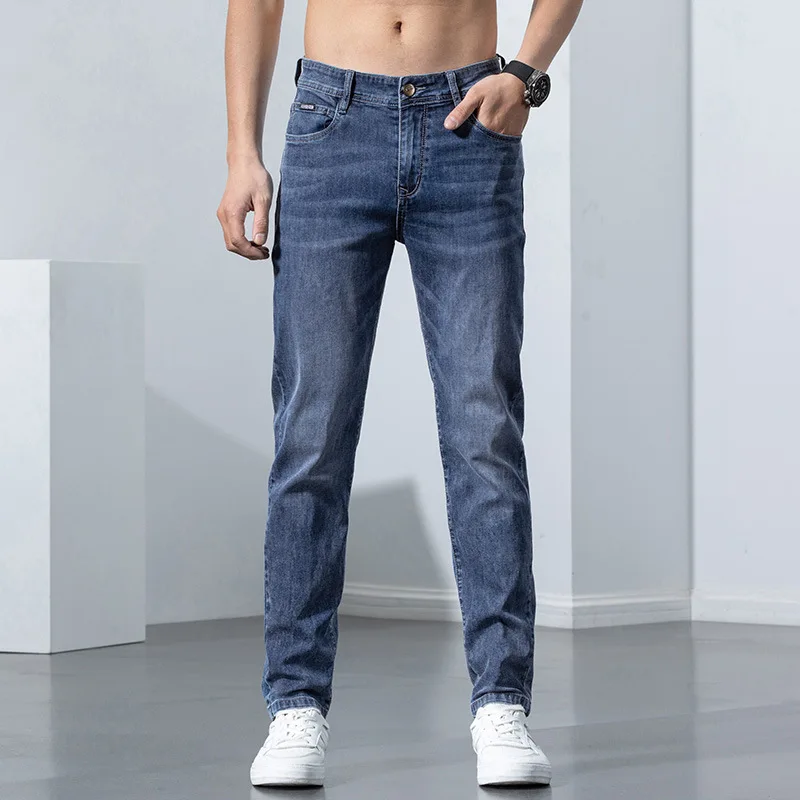 2023 Nieuwe Mannen Stretch Skinny Jeans Lente Mode Katoenen Broek Casual Denim Slanke Broek Koreaanse Streetwear Broek Mannelijke Broek