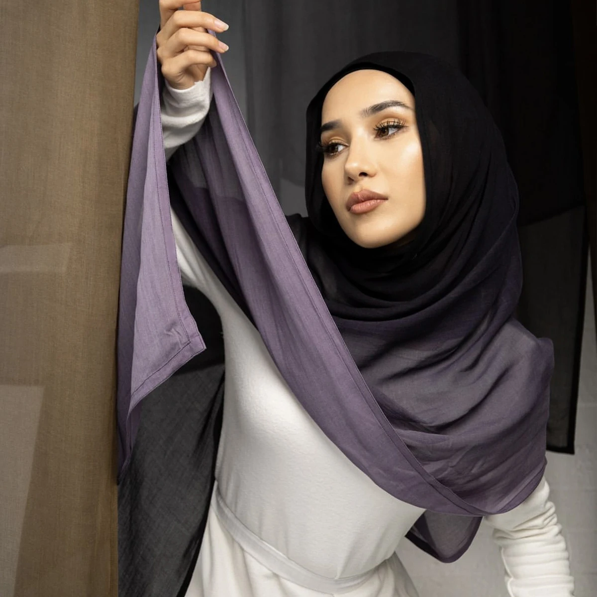 Premium Gradient Rayon Cotton Hijabs Modal Muslim Ramadan Headband Shawls For Women Big Size Headscarf Wraps Musulman Turban